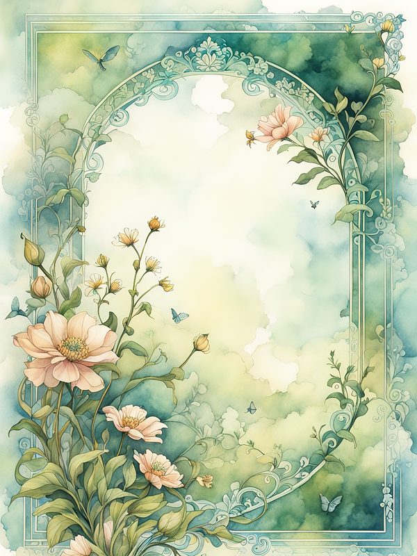 Watercolor Floral Frame Digital Paper: Forest Green Botanical Borders (10 JPGs) — image 8