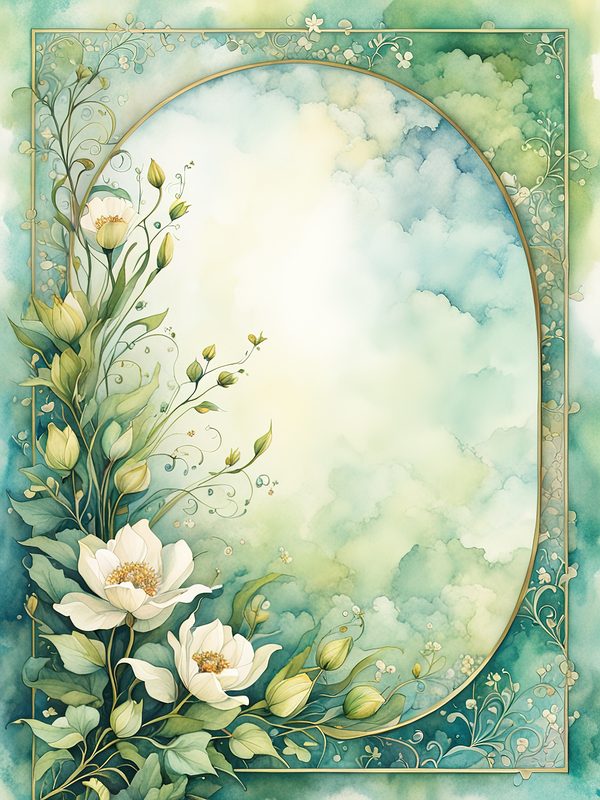 Watercolor Floral Frame Digital Paper: Forest Green Botanical Borders (10 JPGs) — image 9
