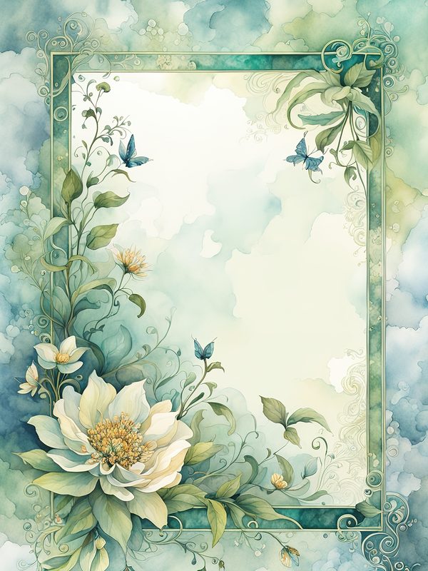 Watercolor Floral Frame Digital Paper: Forest Green Botanical Borders (10 JPGs) — image 10