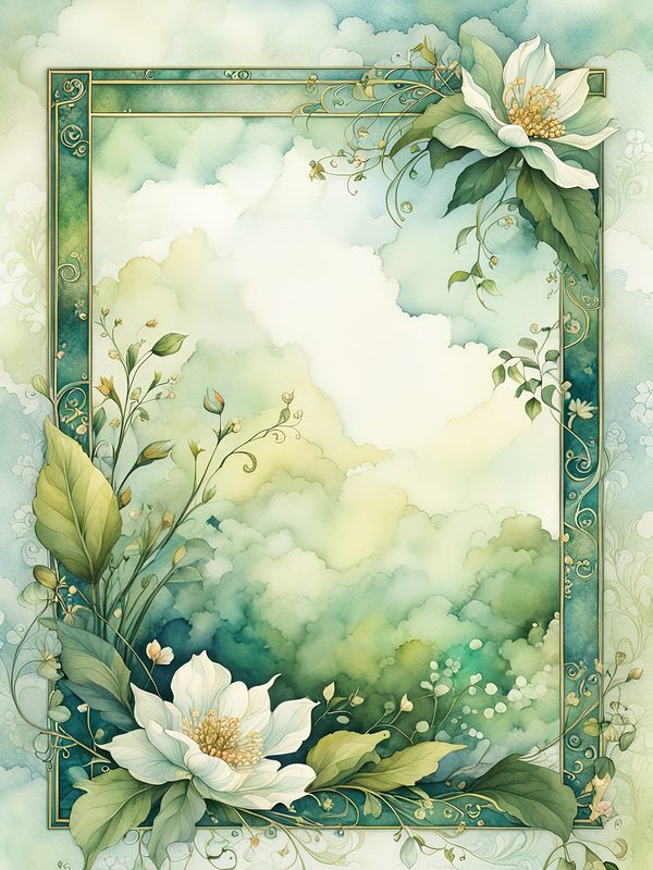 Watercolor Floral Frame Digital Paper: Forest Green Botanical Borders (10 JPGs) — image 12