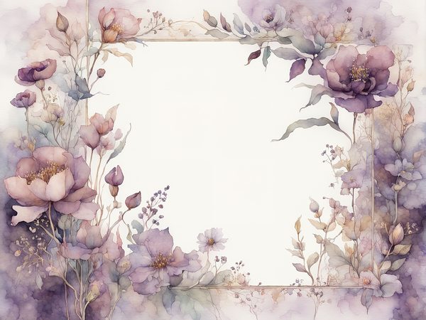 Purple Floral Watercolor Paper: Scrapbook Art Borders (10 JPGs, Digital Download, Commercial Use) — image 2
