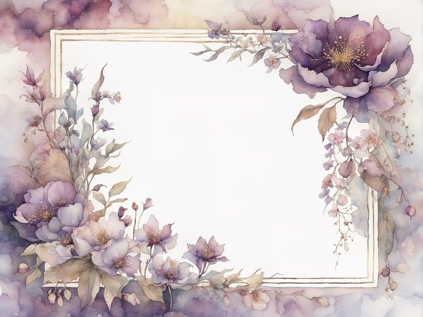 Purple Floral Watercolor Paper: Scrapbook Art Borders (10 JPGs, Digital Download, Commercial Use) — image 4