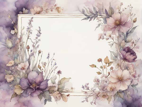 Purple Floral Watercolor Paper: Scrapbook Art Borders (10 JPGs, Digital Download, Commercial Use) — image 6