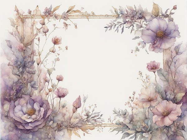 Purple Floral Watercolor Paper: Scrapbook Art Borders (10 JPGs, Digital Download, Commercial Use) — image 7