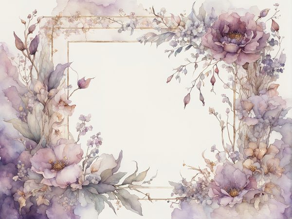 Purple Floral Watercolor Paper: Scrapbook Art Borders (10 JPGs, Digital Download, Commercial Use) — image 8