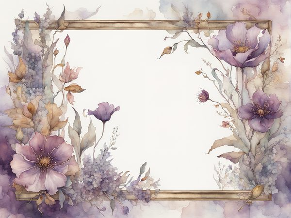 Purple Floral Watercolor Paper: Scrapbook Art Borders (10 JPGs, Digital Download, Commercial Use) — image 9