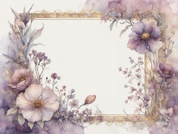 Purple Floral Watercolor Paper: Scrapbook Art Borders (10 JPGs, Digital Download, Commercial Use) — image 10