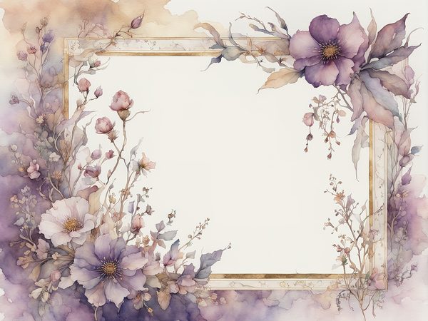 Purple Floral Watercolor Paper: Scrapbook Art Borders (10 JPGs, Digital Download, Commercial Use) — image 11