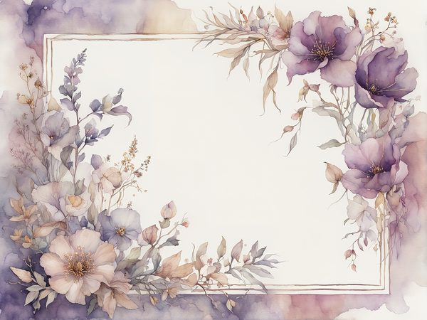 Purple Floral Watercolor Paper: Scrapbook Art Borders (10 JPGs, Digital Download, Commercial Use) — image 12