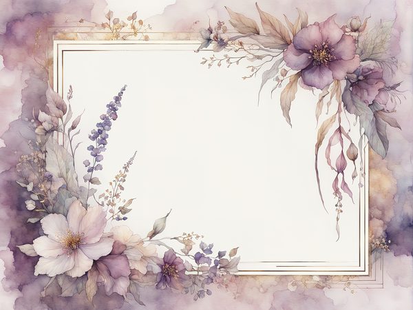 Purple Floral Watercolor Paper: Scrapbook Art Borders (10 JPGs, Digital Download, Commercial Use) — image 13