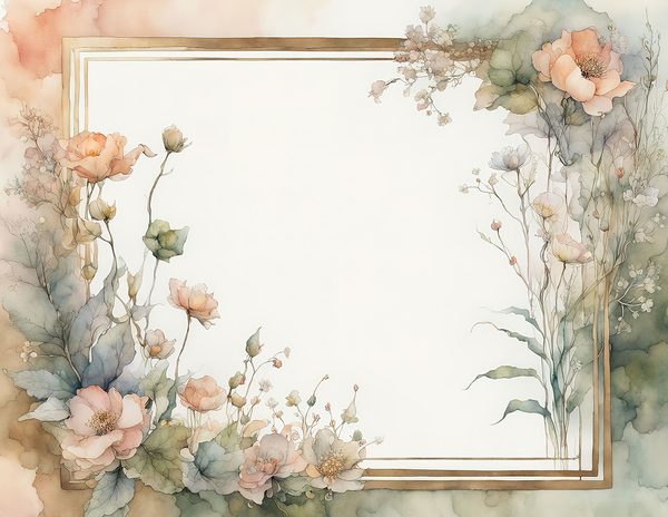 Watercolor Floral Frame Digital Paper: Peach & Sage (10 JPGs Digital Art Print) — image 2