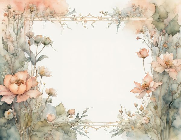 Watercolor Floral Frame Digital Paper: Peach & Sage (10 JPGs Digital Art Print) — image 4