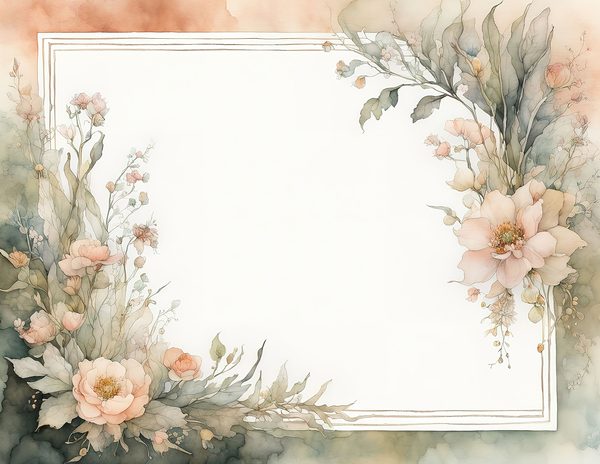 Watercolor Floral Frame Digital Paper: Peach & Sage (10 JPGs Digital Art Print) — image 6