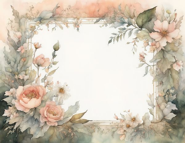 Watercolor Floral Frame Digital Paper: Peach & Sage (10 JPGs Digital Art Print) — image 7