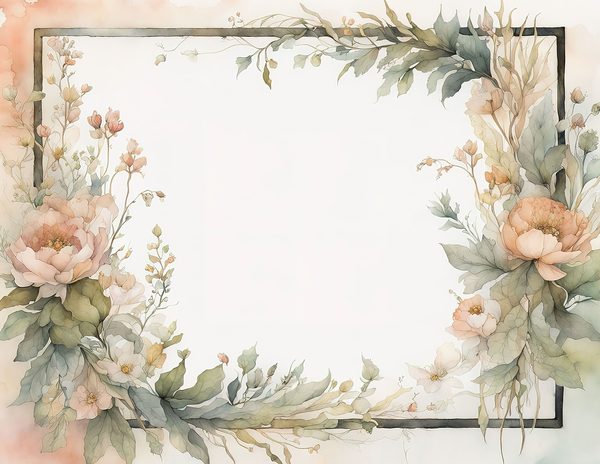Watercolor Floral Frame Digital Paper: Peach & Sage (10 JPGs Digital Art Print) — image 8