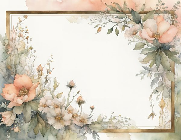 Watercolor Floral Frame Digital Paper: Peach & Sage (10 JPGs Digital Art Print) — image 9
