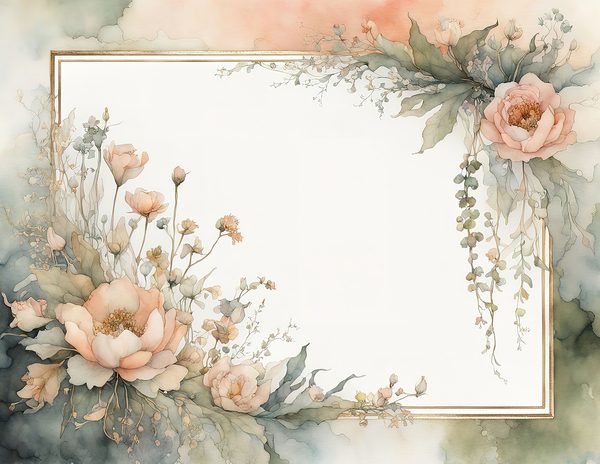 Watercolor Floral Frame Digital Paper: Peach & Sage (10 JPGs Digital Art Print) — image 10