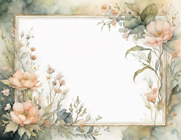 Watercolor Floral Frame Digital Paper: Peach & Sage (10 JPGs Digital Art Print) — image 11