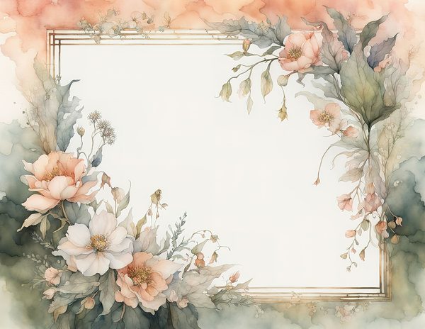 Watercolor Floral Frame Digital Paper: Peach & Sage (10 JPGs Digital Art Print) — image 12