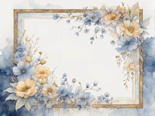 Dusty Blue Floral Frame Digital Paper Pack: Watercolor Scrapbook (10 JPGs) — image 2