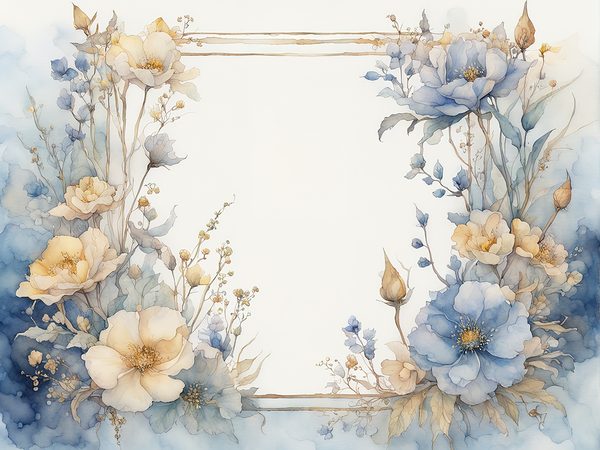 Dusty Blue Floral Frame Digital Paper Pack: Watercolor Scrapbook (10 JPGs) — image 3