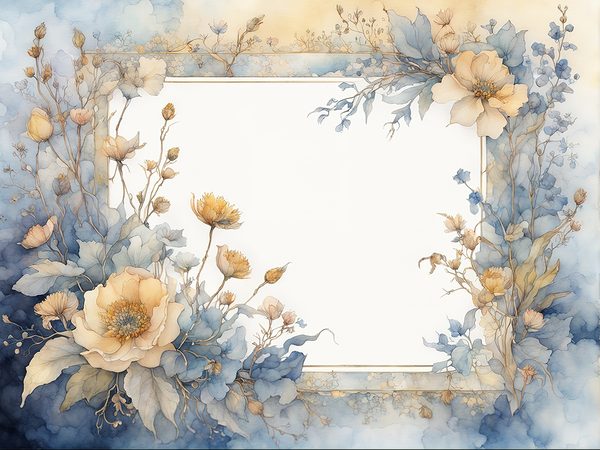 Dusty Blue Floral Frame Digital Paper Pack: Watercolor Scrapbook (10 JPGs) — image 4