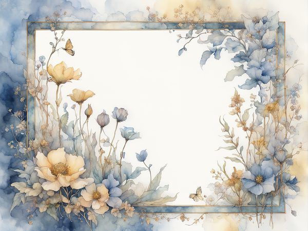 Dusty Blue Floral Frame Digital Paper Pack: Watercolor Scrapbook (10 JPGs) — image 6
