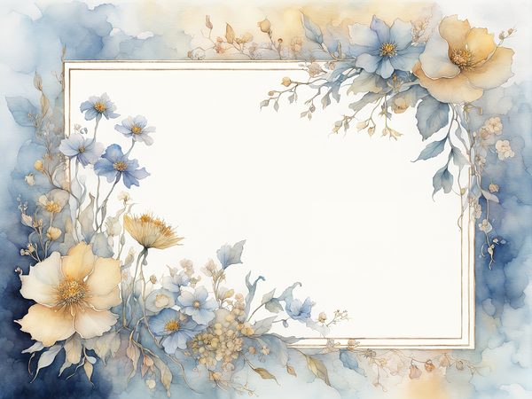 Dusty Blue Floral Frame Digital Paper Pack: Watercolor Scrapbook (10 JPGs) — image 7