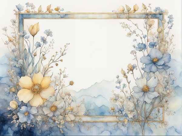 Dusty Blue Floral Frame Digital Paper Pack: Watercolor Scrapbook (10 JPGs) — image 8