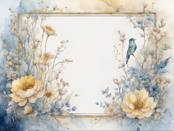 Dusty Blue Floral Frame Digital Paper Pack: Watercolor Scrapbook (10 JPGs) — image 9