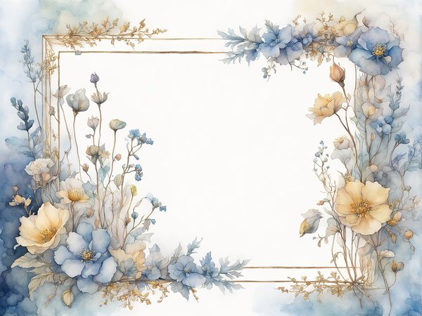 Dusty Blue Floral Frame Digital Paper Pack: Watercolor Scrapbook (10 JPGs) — image 10