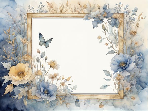 Dusty Blue Floral Frame Digital Paper Pack: Watercolor Scrapbook (10 JPGs) — image 11