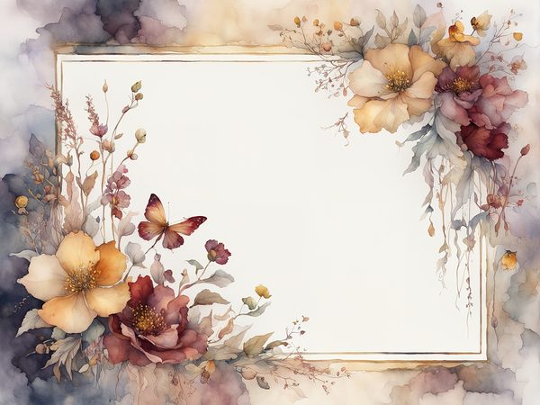 Burgundy Watercolor Floral Frame Digital Paper Pack (10 JPGs) — image 3