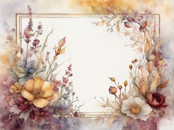 Burgundy Watercolor Floral Frame Digital Paper Pack (10 JPGs) — image 4