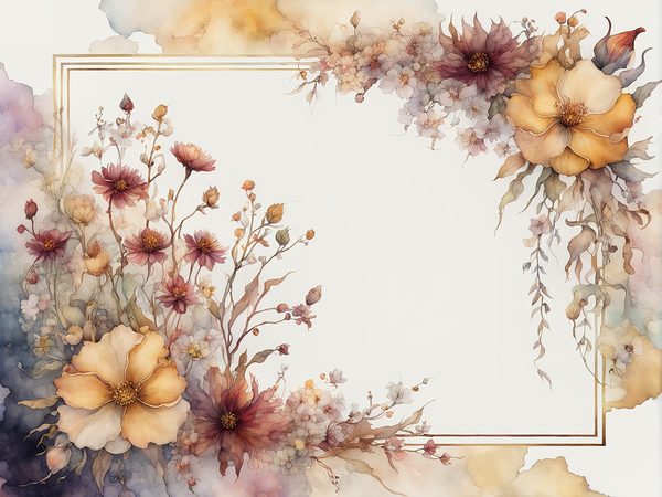 Burgundy Watercolor Floral Frame Digital Paper Pack (10 JPGs) — image 6