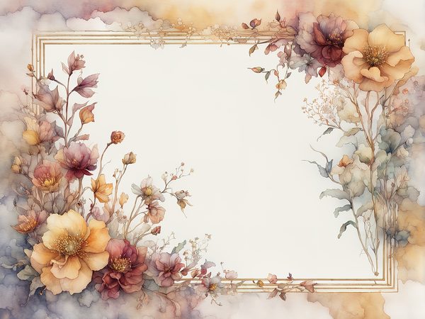 Burgundy Watercolor Floral Frame Digital Paper Pack (10 JPGs) — image 7