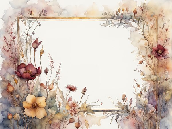 Burgundy Watercolor Floral Frame Digital Paper Pack (10 JPGs) — image 9