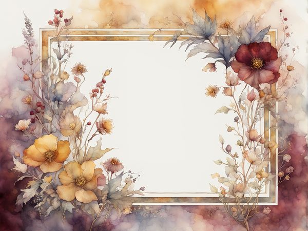 Burgundy Watercolor Floral Frame Digital Paper Pack (10 JPGs) — image 10