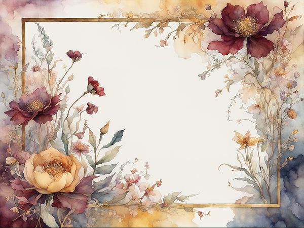 Burgundy Watercolor Floral Frame Digital Paper Pack (10 JPGs) — image 12