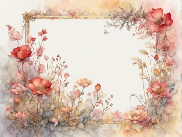 Red Watercolor Floral Frame: Scrapbook Paper Pack (10 JPGs) — image 1