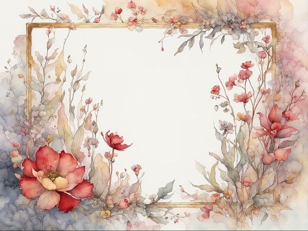 Red Watercolor Floral Frame: Scrapbook Paper Pack (10 JPGs) — image 3