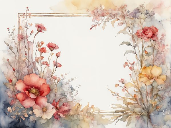 Red Watercolor Floral Frame: Scrapbook Paper Pack (10 JPGs) — image 4