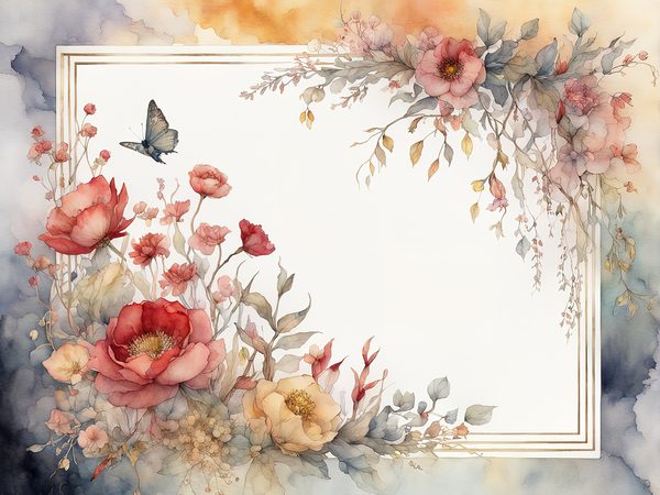 Red Watercolor Floral Frame: Scrapbook Paper Pack (10 JPGs) — image 5