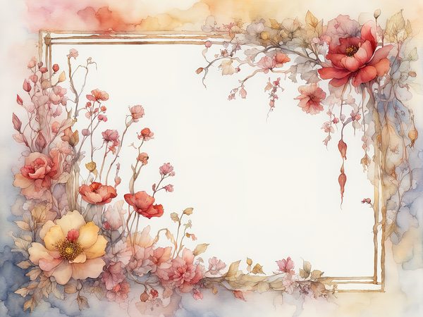 Red Watercolor Floral Frame: Scrapbook Paper Pack (10 JPGs) — image 6