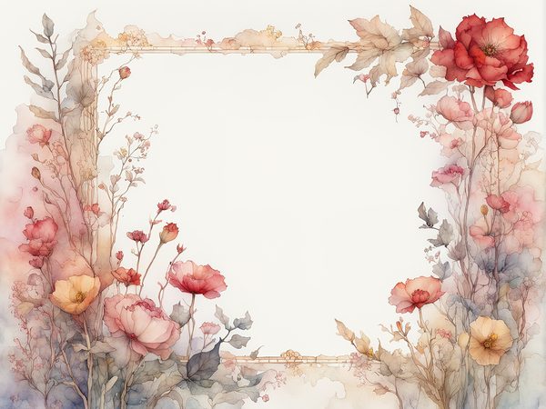 Red Watercolor Floral Frame: Scrapbook Paper Pack (10 JPGs) — image 8