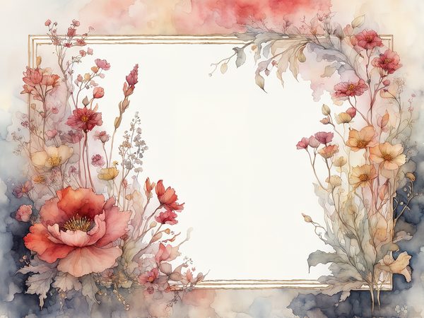 Red Watercolor Floral Frame: Scrapbook Paper Pack (10 JPGs) — image 9