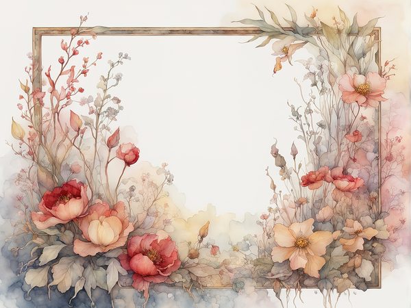Red Watercolor Floral Frame: Scrapbook Paper Pack (10 JPGs) — image 10