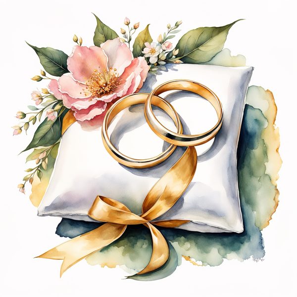 Watercolor Wedding Rings Clipart: Golden Rose PNG Graphics (Commercial Use, Digital Download) — image 2