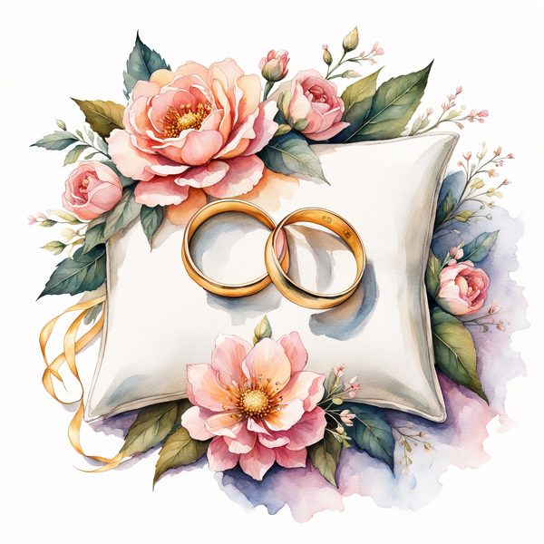 Watercolor Wedding Rings Clipart: Golden Rose PNG Graphics (Commercial Use, Digital Download) — image 3