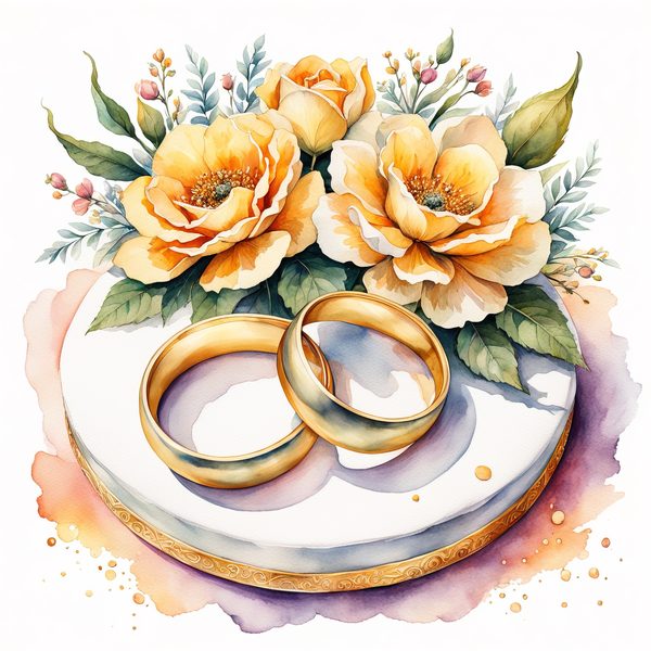 Watercolor Wedding Rings Clipart: Golden Rose PNG Graphics (Commercial Use, Digital Download) — image 5